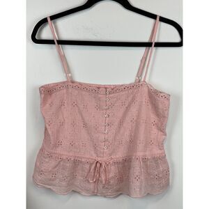 Aerie Pink Eyelet Lace Peplum Crop Top - Size M cottagecore